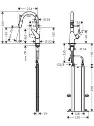 Смеситель Hansgrohe Focus M42 для кухни 180 мм вытяжной поворотный излив сталь 71821800 — миниатюра 2