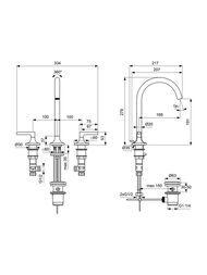 Ideal Standard JOY NEO Смеситель для раковины BD144A5 двухзахватный, донный клапан, серый