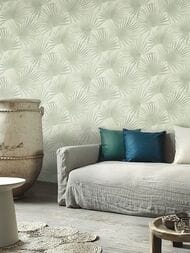 Обои виниловые на флизелине Decori-Decori Zen (1,06х10,05) зеленые, цветы 72910 (рул)