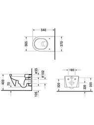 Унитаз подвесной DURAVIT STARCK 2 370х540х330 крепление Durafix, покрытие WonderGliss 25340900001