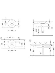 Раковина DURAVIT STARCK 1 530х170 без площадки под смеситель, перелив, крепление 0408530000