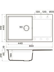 Мойка Omoikiri DAISEN 86-PA (860х510х230) врезная, артгранит, цвет-пастила 4993696