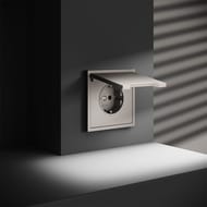 Розетка встраиваемая VOLTUM S70 с заземлением, шторками, крышкой, 16А, кашемир VLS040303