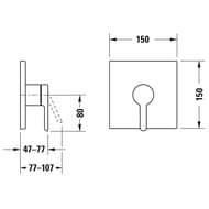 Смеситель Duravit C.1 для душа встраиваемый однозахватный, накладка квадрат, хром C14210009010