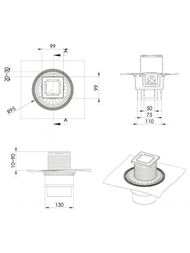 Трап душевой BERGES ZENTRUM Norma 100х100, золото глянец, верт. выпуск слив D50/70/100, 092462 — изображение 4