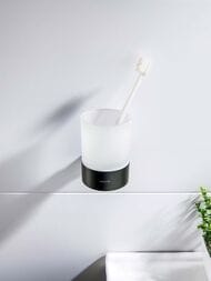 Стакан для зубных щеток Aquatek Лира AQ4404MB подвесной, стекло матовое, латунь, черный матовый