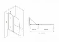 Шторка на ванну ABBER Ewiges Wasser AG50100B (1000х1400) распашная, стекло 6мм прозрачное/черный