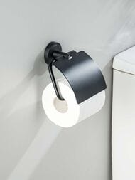 Держатель для туалетной бумаги Aquatek Оберон AQ4209MB подвесной, с крышкой, цвет: черный матовый