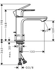 Смеситель для раковины Hansgrohe Rebris E 72557670 однозахват., дон. клапан, излив 109мм, мат.черный — миниатюра 4