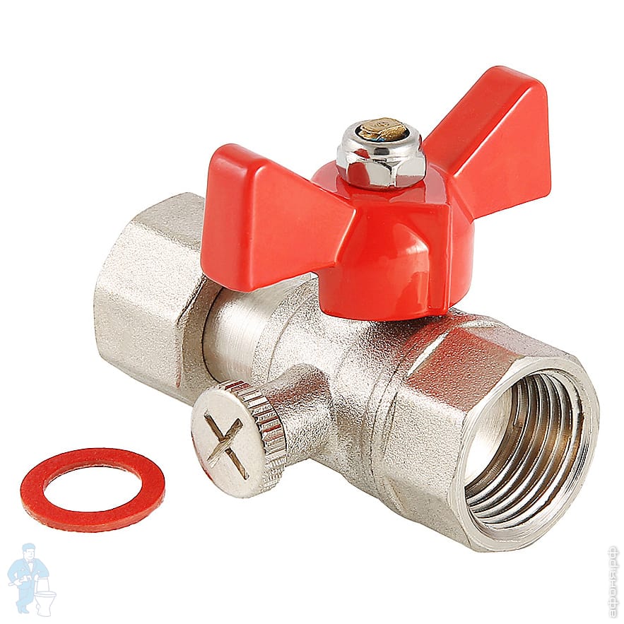 Кран для подключения манометра 1/2\"Вх1/4\"В VALTEC красная бабочка VT ...