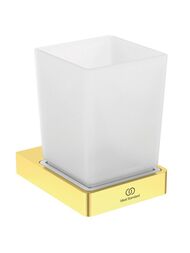 Стакан с держателем Ideal Standard CONCA T4504A2 настенный, стекло матовое, полированное золото