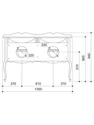Тумба под раковину Caprigo Бурже 140 nero lucido 1350х950х460 11017-020