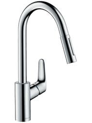 Смеситель Hansgrohe Focus M41 для кухни 240 мм вытяжной поворотный излив хром 31815000 — миниатюра 1