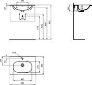 Умывальник Ideal Standard TESI плоский 60 см, 625х450х165 черный матовый T3510V3