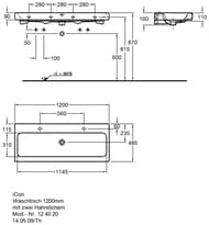 �������� Geberit iCon (1200�485�160) ��� ��������� ��� ���������, ������� 124020000