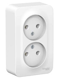 Розетка Systeme Electric BLANCA наружная двойная без заземления изол.пл, 16А 250В, белый BLNRA000211