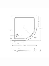 Душевой поддон из стеклокомпозита CEZARES (1000х1000х35) полукруг TRAY-M-R-100-550-35-W