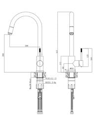Смеситель VODA Vessel д/кухни, R-излив вытяжной, арт. VSL519G,золотой