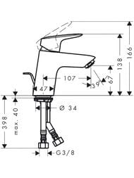 Смеситель Hansgrohe Logis 71070000 для умывальника, низкий фиксированный излив, донный клапан, хром — миниатюра 9
