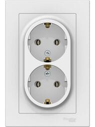 Розетка Systeme Electric ATLASDESIGN двойная с заземлением 16А в сборе белый ATN000124