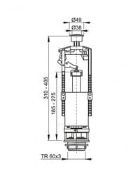 Стойка (сливной механизм) ALCAPLAST A2000, стоп-кнопка — миниатюра 2