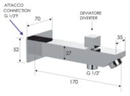 Излив настенный с дивертером Remer 91QD, 180 мм, хром