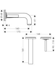 ��������� Axor Citterio 39113 ��� �����������, ������������, ����� 165 ��, ����