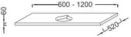 Столешница Jacob Delafon PARALLEL EB56-1000-N18 (1000х520х60) отверс. под Presqule Е4439, белый — миниатюра 2