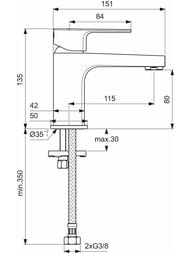 Смеситель для умывальника Ideal Standard CERAFINE D высота излива 80мм, хром BC682AA
