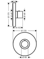 Смеситель Axor ShowerSelect 36721000 Highflow для душа, встраиваемый в стену, термостат, хром