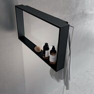 Полка для душевого ограждения Novellini Frame 600х400х85 с крючком, черная R90AKFPO4070-H