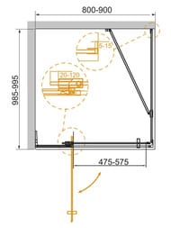 Душевой уголок CEZARES SLIDER (800-900х1000х1950) стекло серое/профиль оружейная сталь — изображение 4