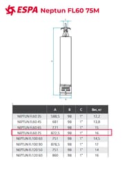Погружной скважинный насос ESPA Neptun FL60 75M моноблочный центробежный многоступенчатый 97054