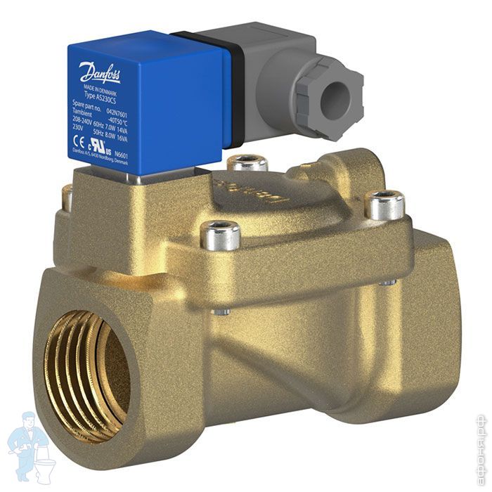 *Клапан электромагнитный Danfoss Норм.Открытый 3/4\"вв (до 20атм -30 до ...