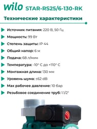 ����� �������������� WILO STAR-RS25/6-130(180)-RK � �������, 2459900
