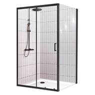 Душевой уголок BelBagno Uno (1200х800х1950) UNO-195-AH-1-120/80-C-NERO стекло прозр./проф. черн. мат