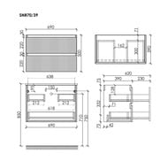 Тумба подвесная SANCOS Snob R 690х390х500, 2 ящика, доводчики, Bianco,SNR70/39W