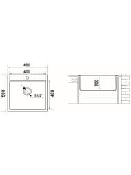 Мойка врезная Ukinox Loft 450х500 брашированная нерж.сталь 1 мм, слив 3 1/2, LOB450.500 -GT10P