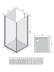 ������� ������ RAVAK CHROME CPS-80 (780-800�1950) ������, �����+Transparent