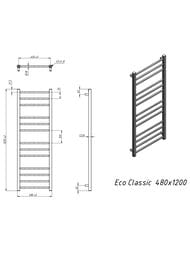 GROTA ECO CLASSIC Полотенцесушитель "Лесенка" 480x1200 полиров. нерж. сталь, диаг./ниж. покл. D-1/2"
