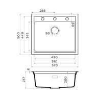 ����� Omoikiri SINTESI 57 WH (570�500�217��) ������������, ���� ����� 4997141