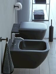 Биде подвесное DURAVIT HAPPY D.2 365х540х285 отверстие под смеситель, перелив, антрацит 2258151300