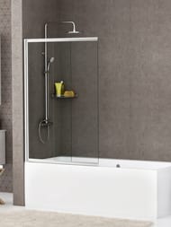 Шторка на ванну WasserKraft Main 1000х1400 41S02-100 двухстворчатая,стекло прозрачн./профиль серебр