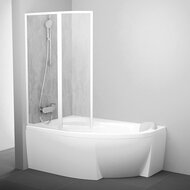 Шторка на ванну RAVAK VSK2 ROSA 160 L (970-990х1500) левая, профиль белый, полистирол Rain