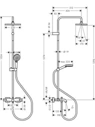 Уценка! Душевая система Hansgrohe Vernis Shape 26284000 термостат, верх/руч. душ, хром