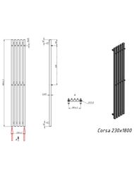 GROTA CORSA Полотенцесушитель электрический 230x1800 RAL9005 без крючков
