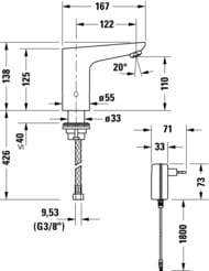��������� ��� ����������� Duravit Sensor 1 �������������, ������� �� ����, ����: ���� SE1090007010