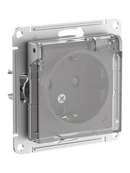 Розетка Systeme Electric ATLASDESIGN с заземлением со шторками с крышкой 16А алюминий ATN440346