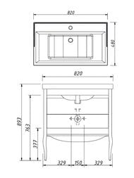 Тумба под раковину Caprigo Фирензе 80 concept 820х893х480 2 ящика, цвет: графит 34117-SF019