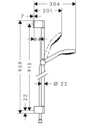 Душевой набор Hansgrohe Croma Select S 1jet Unica Set 90cm (руч.душ,шланг,штанга) 26574400 — миниатюра 2